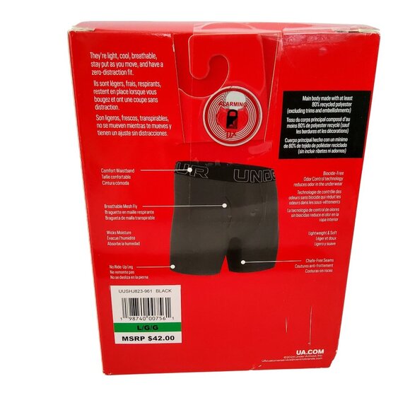 Under Armour Performance Tech Boxerjock 6 Inch Breathable Mesh Boxer Briefs S. L - Picture 2 of 5